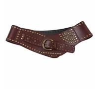 FHUILIJH Ceinture Large médiévale - Boucle en métal cloutée Ceinture - Ceinture Large Vintage Cosplay Ceinture en Cuir pour Accessoires de Spectacle de cos médiéval,Marron,106cm