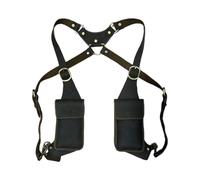 FHUILIJH Couche supérieure en Cuir de Vachette Gilet Sac - Véritable Sac en Cuir de Vachette sous Les Bras - Sac sous Les Bras caché en Cuir PU,Noir,50cm