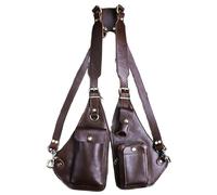 FHUILIJH Couche supérieure en Cuir de Vachette Vintage Sac - Sacoche Vintage Sangle sous Les Bras - Sac caché sous Les Bras - pour Les Voyages de randonnée,Marron,60cm