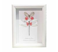 FHUILIJH Demoiselle Papillon spécimen - Papillon présentoir Cadre Papillon Artisanat - Cadeau d'anniversaire Parfait pour Petite Amie,Rouge,22cm