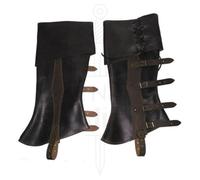 FHUILIJH Faux Cuir Botte Couvre médiéval Chevalier jambières pour l'interprétation Dramatique COS Photographie Accessoires,Marron,30cm