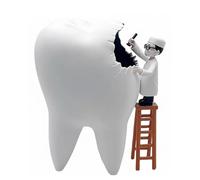 FHUILIJH Figurine de Dentiste Clinique Décor Cavité buccale Mauvaises Dents Modèle Fait à la Main Sculpture personnalisée Cadeau pour Dentiste,Blanc,16cm