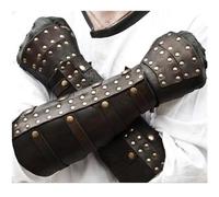 FHUILIJH Marron,20cm, Gants de protège-Bras médiévaux de Cosplay, Gants de protège-Bras de Conception cloutée, brassards médiévaux brassards Punk pour Femmes Hommes garçons, Accessoires de Cosplay