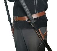 FHUILIJH Médiéval Viking Ceinture épée Fourreau - épée Double Face Fourreau - pour Cosplay Costume Photographie Photo Props,Marron,30cm