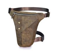 FHUILIJH Peau de Vache Retro Outdoor Multifonctionnel Leg Bag Waist Bag - Medieval Wallet Waist Satchel - pour Hommes Femmes Outdoor Travel Satchel,Marron,26cm
