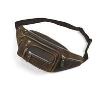 FHUILIJH Sac de Taille en Peau de Vachette - Sac de téléphone Portable extérieur Masculin et féminin - Sac caché sous Les Bras,Marron,38cm