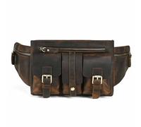 FHUILIJH Sacoche médiévale en Cuir de Vachette sous Les Bras - Sac Ceinture en Cuir de Vachette - pour Hommes et Femmes Voyage en Plein air,Marron,25cm