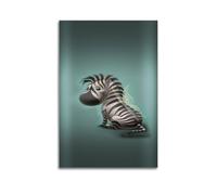 fhujgg Poster animal dessin animé zèbre avec ailes de fée - Art mural esthétique sur toile pour salon, chambre à coucher, 50 x 75 cm - Style sans cadre