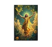 fhujgg Poster religieux Jésus Robe dorée Halo Outstretch - Impression sur toile pour salon, chambre à coucher - 50 x 75 cm - Style sans cadre
