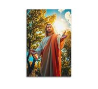 fhujgg Poster religieux Jésus, robe orange, mains tendues, impression sur toile, peinture esthétique pour salon, chambre à coucher, 40 x 60 cm, style sans cadre