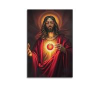 fhujgg Poster religieux Jésus Sacré-Cœur Geste Halo - Art mural esthétique sur toile pour salon, chambre à coucher (50 x 75 cm) - Style sans cadre