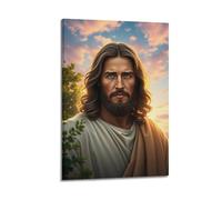 fhujgg Poster religieux sur toile de Jésus lever de soleil verdure - Décoration murale esthétique pour salon, chambre à coucher - 60 x 90 cm - Style cadre