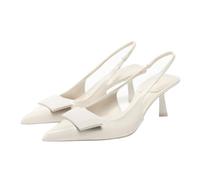 FHVCMTG Talons Hauts High Heels Escarpins Bride Arrière Femmes Chaussures Bout Fermé Pointu Sandales Soirée Habillées 5,5 Cm,White,37