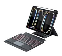 FIABANO Clavier Bluetooth sans Fil Folio Case pour iPad Pro 11 Pouces (M4) | iPad Pro 11 Pouces (M5), Clavier rétroéclairé Amovible - TrackPad Mouse - Support réglable Portrait/Paysage