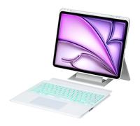 FIABANO Étui folio avec clavier Bluetooth sans fil pour iPad Air 13" (M2/M3), clavier rétroéclairé amovible - Souris TrackPad - Support réglable portrait / paysage