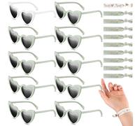 Fiada 20 Pièces Set Lunettes de Soleil Cœur de Mariée EVJF Bracelet de Mariage Bride Bracelet de Demoiselle d'Honneur Team Bride Accessoire d'Enterrement de Vie de Jeune Fille (Blanc et Vert Sauge)