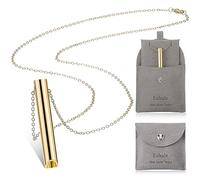 Fiada Collier de Respiration Consciente Collier de Soulagement d'Anxiété Collier de Respiration Profonde Sac à Bijoux Cadeaux de Noël pour Homme Femme Méditation Relaxation Anti-Stress (Or)