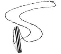 Fiada Collier de Soulagement d'Anxiété, Collier de Respiration Consciente en Acier Inoxydable Collier d'Exercices de Respiration Profonde Portable pour Méditation Anti-Stress Relaxation (Noir)