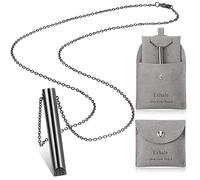 Fiada Collier de Soulagement d'Anxiété, Collier de Respiration Consciente en Acier Inoxydable Sac à Bijoux Portable Collier de Respiration Profonde pour Méditation Relaxation Anti-Stress (Noir)