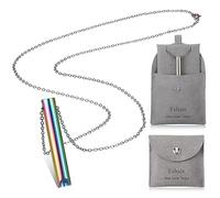 Fiada Collier de Soulagement d'Anxiété en Acier Inoxydable Sac à Bijoux Portable Collier de Respiration Consciente pour Méditation Relaxation Anti-Stress (Arc-en-Ciel)