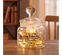 Fiada Emballage Cadeau Contre de l'Argent Bouteille Lumineuse LED avec Fleurs Séchées Cartes de Vœux Enveloppes(Du bist mehr als nur eine Freundin)