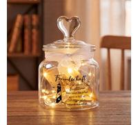 Fiada Emballage Cadeau Contre de l'Argent Bouteille Lumineuse LED avec Fleurs Séchées Cartes de Vœux Enveloppes(Freundschaft ist wie ein Leuchtturm)