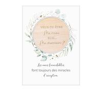 Fiada Kit de Cadeau Marraine Inclure Marraine Ronde en Bois avec Aimant et Carte avec Enveloppe pour Demande Annonce Grossesse Baptême Communion(Ami)