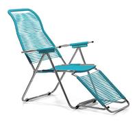 fiam Chaise Longue Spaghetti Art. 084 OT Cadre en Aluminium et siège en PVC Bleu Sarcelle