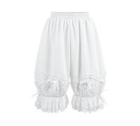 Fiamll Bloomers Short de pyjama pour femme avec volants Style victorien Blanc, Blanc., M