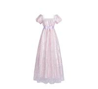 Fiamll Robe de bal Regency pour femme - Taille empire - Robe de bal - Costume Renaissance cottagecore avec gants, rose clair, XL