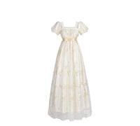 Fiamll Robe de bal Regency pour femme - Taille empire - Robe de bal - Costume Renaissance cottagecore avec gants, XXL