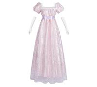 Fiamll Robe de bal Regency pour femme, taille empire, robe de bal, cottagecore, costume Renaissance, avec gants, rose clair, L