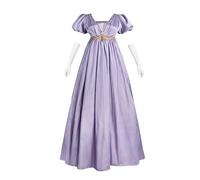 Fiamll Robe Regency Femme Jane Austen Taille Empire Robe Renaissance Femme avec Écharpe Fête du Thé Cocktail Robe de Soirée, Violet, XXL