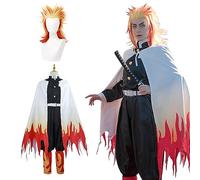 Fiamll Zenitsu Costume de cosplay Tomioka Giyuu Tenue de cosplay Tueur de démons Anime Costume Halloween Cosplay Kimono Tenue, Rengoku noir, XL