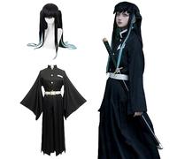 Fiamll Zenitsu Costume de cosplay Tomioka Giyuu - Tenue de cosplay - Tueur de démons - Costume d'Halloween - Kimono - Pour enfants et adultes, Tokitou Noir, M