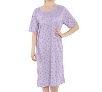 FIANA FASHIONS Chemise de nuit en coton doux à imprimé floral pour femme, col rond, manches courtes (le design et les couleurs peuvent varier), violet, XL