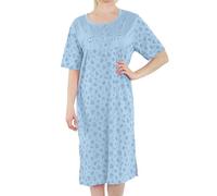 FIANA FASHIONS Chemise de nuit en coton doux à imprimé floral pour femme, col rond, manches courtes (le design et les couleurs peuvent varier), bleu, XL