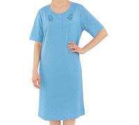 FIANA FASHIONS Chemise de nuit en coton doux à imprimé floral pour femme, col rond, manches courtes (le design et les couleurs peuvent varier), Violet - Pois, L