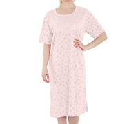 FIANA FASHIONS Chemise de nuit pour femme - Coton doux - Imprimé floral - Manches courtes - Chemise de nuit pour femme, pêche, XL