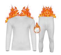 FIANA FASHIONS Ensemble de sous-vêtements thermiques pour homme, manches longues et bas longs, couche de base chaude pour la course, le cyclisme, le ski, l'entraînement, la randonnée, blanc, XL