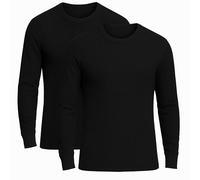 FIANA FASHIONS Lot de 2 sous-vêtements thermiques à manches longues pour homme - En coton - Séchage rapide - Convient pour un usage quotidien - Tailles S, M, L, XL, XXL, Noir , M