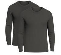 FIANA FASHIONS Lot de 2 sous-vêtements thermiques à manches longues pour homme - En coton - Séchage rapide - Convient pour un usage quotidien - Tailles S, M, L, XL, XXL, charbon, M