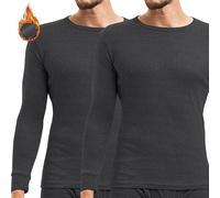 FIANA FASHIONS Lot de 2 sous-vêtements thermiques à manches longues pour homme - En coton - Séchage rapide - Convient pour un usage quotidien - Tailles S, M, L, XL, XXL, Noir , S
