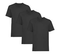 FIANA FASHIONS Lot de 3 t-shirts à manches courtes et col rond en coton majoritaire pour enfants de 3 à 15 ans, Noir , 12-13 ans