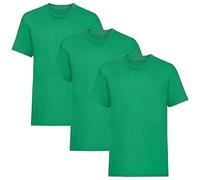 FIANA FASHIONS Lot de 3 t-shirts à manches courtes et col rond en coton majoritaire pour enfants de 3 à 15 ans, vert kelly, 14-15 ans