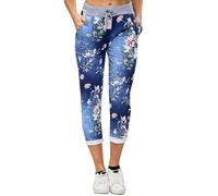 FIANA FASHIONS Pantalon italien extensible magique pour femme, confortable, élégant et polyvalent avec cordon de serrage décontracté pour l'été Lagenlook (le design et les couleurs peuvent varier