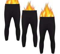 FIANA FASHIONS Pantalon thermique pour homme - Bas chaud ultra doux - Intérieur brossé - Sous-vêtements chauds pour l'hiver et les temps les plus frais, Noir - Lot de 3, M