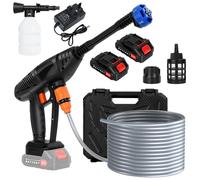 FIANAO Nettoyeur haute pression sans fil 200W - Buses réglables 6 en 1 - moteur en cuivre - batteries(24V 1500mAh ) x 2