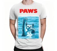 FIATI00P Funny Cat Paws Shark T-Shirt Men's T-Shirt Screen Printed - Pun Lover Gift White