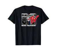 FIATI00P MTV Logo Red Boombox Graphic T-Shirt Black